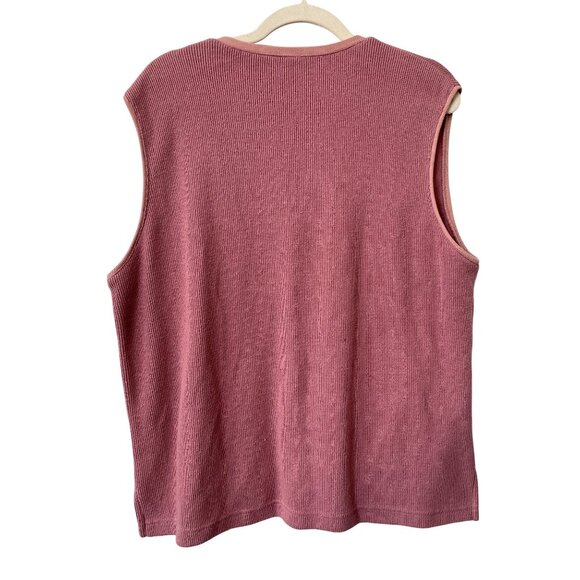 Vintage 90s Koret Sweater Vest Size Medium Snap Front Dusty Pink Deadstock NEW - Picture 2 of 6